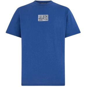 Roberto Cavalli, Tops, Heren, Oranje, XL, Dierenprint Crew-neck T-shirt met Jaguar en Tijgerhuid