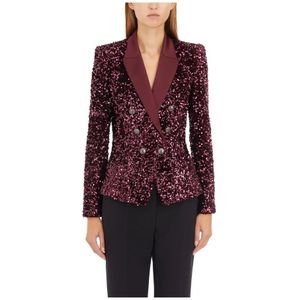 Elisabetta Franchi, Jassen, Dames, Rood, M, Pailletten, Geborduurde Paillettenjas