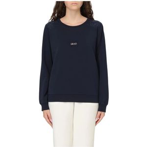 Liu Jo, Sweatshirts & Hoodies, Dames, Blauw, S, Katoen, Blauwe Grafische Print Sweatshirt
