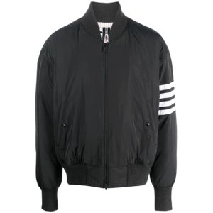 Thom Browne, Jassen, Heren, Zwart, XL, Oversized Knit Rib Blouson Jacket
