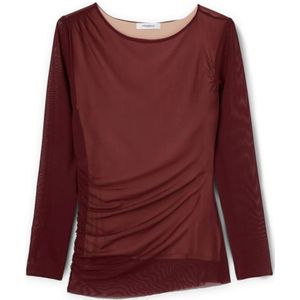 Motivi, Tops, Dames, Rood, S, Tule, Lange mouwen T-shirt van tule