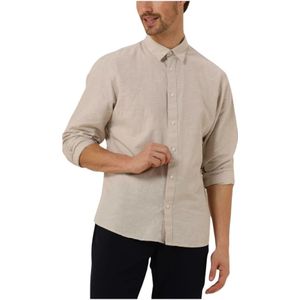 Selected Homme, Overhemden, Heren, Beige, M, Linnen, Beige Linnen Casual Shirt