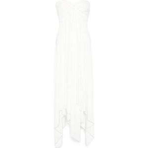 Norma Kamali, Kleedjes, Dames, Wit, S, Polyester, Convertible Midi Jurk