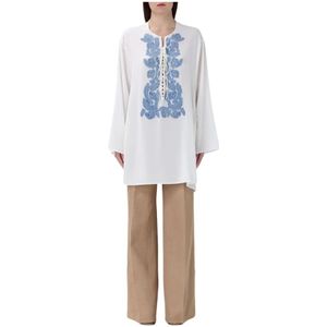 Ermanno Scervino, Kleedjes, Dames, Wit, S, Elegante Kant Trim Jas
