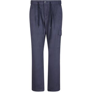 Herno, Broeken, Heren, Blauw, S, Polyester, Blauwe broek met trekkoord en elastische tailleband
