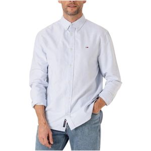 Tommy Jeans, Overhemden, Heren, Blauw, L, Blauw Casual Oxford Overhemd voor Heren