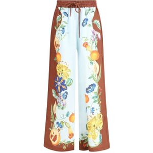 Alemais, Broeken, Dames, Veelkleurig, XL, Bloemen Wijde Broek met Koord