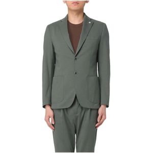 Manuel Ritz, Jassen, Heren, Groen, L, Katoen, Stretch katoenen jersey jas