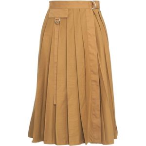 Liu Jo, Rokken, Dames, Bruin, XS, Nylon, Geplooide Bruine Rok Elegante Stijl