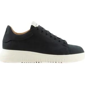Emporio Armani, Schoenen, Heren, Blauw, 45 EU, Leer, Navy Sneakers