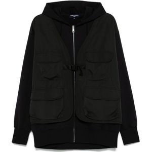 Comme des Garçons, Jassen, Heren, Zwart, M, Katoen, Gelaagde Zip Jas met Capuchon