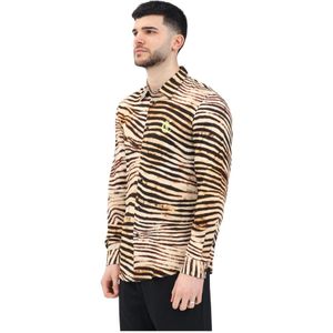 Just Cavalli, Overhemden, Heren, Veelkleurig, M, Dierenprint overhemd met lange mouwen