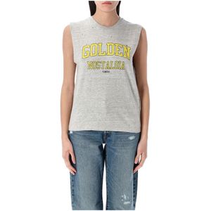 Golden Goose, Tops, Dames, Grijs, M, Katoen, Nostalgie Mouwloos T-shirt