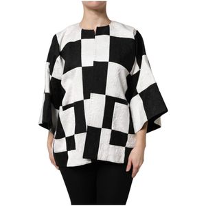 Dolce & Gabbana, Jassen, Dames, Veelkleurig, L, Patchwork Jacquard Blazer Jacket