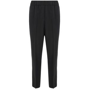 Peserico, Broeken, Dames, Zwart, M, Rayon, Elegante Viscose Broek met Zakken