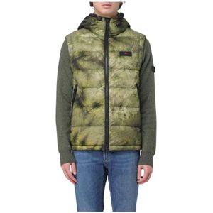 Peuterey, Jassen, Heren, Groen, L, Nylon, Groene Gevoerde Vest met Capuchon