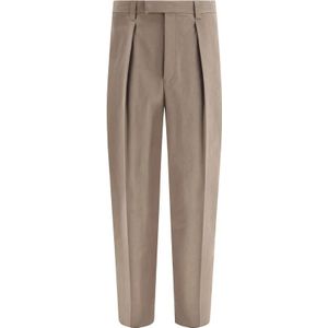 Salvatore Ferragamo, Broeken, Heren, Beige, 2Xl, Katoen, Wijde katoenen broek