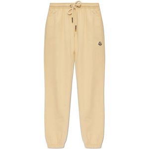 Moncler, Broeken, Dames, Beige, M, Katoen, Trainingsbroeken