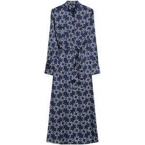 Pennyblack, Kleedjes, Dames, Blauw, M, Satijn, Lange Satijnen Fantasie Jurk Art. Hardy