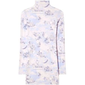 Off White, Kleedjes, Dames, Veelkleurig, XS, Lichtblauwe High-Neck Mini Jurk