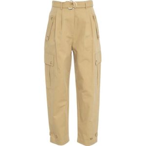 Liu Jo, Broeken, Dames, Bruin, S, Bruine Cargo Broek Hoge Taille Broek