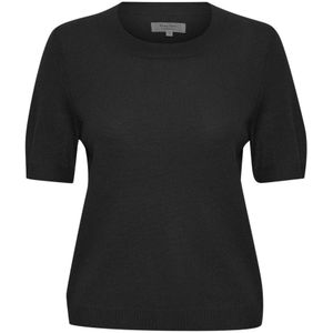 Part Two, Truien, Dames, Zwart, L, Kasjmier, Rondgebreide trui - Everlottapw PU Knit