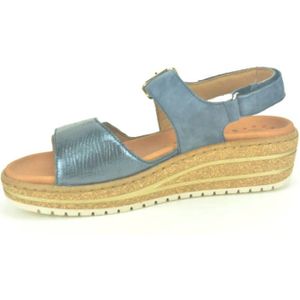 Mephisto, Schoenen, Dames, Blauw, 37 EU, Blauw Print Sandaal met Velcro Straps