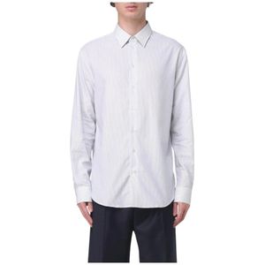 Emporio Armani, Overhemden, Heren, Wit, L, Katoen, Gestreept overhemd