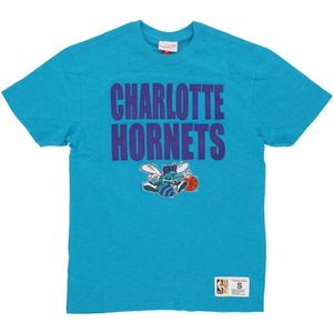 Mitchell & Ness, Tops, Heren, Blauw, XL, Katoen, NBA Legendarische Tee Charlotte Hornets Viering