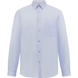 Boggi Milano, Overhemden, Heren, Blauw, 2Xl, Katoen, Regular gestreept katoen poplin overhemd