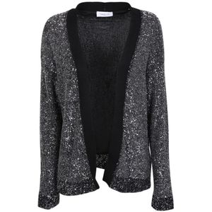 Fabiana Filippi, Truien, Dames, Zwart, S, Pailletten, Zwarte Pailletten Cardigan - Stijlvol en Comfortabel