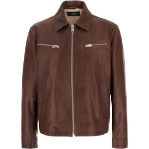 Arma, Jassen, Heren, Bruin, L, Bruine leren jas met klassieke kraag