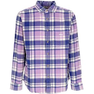 Obey, Overhemden, Heren, Veelkleurig, M, Katoen, Paars Roze Multi Geruite Fluwelen Overhemd