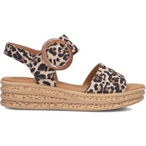 Gabor, Schoenen, Dames, Bruin, 40 1/2 EU, Leer, Platte sandalen met plateauzool