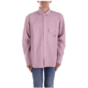 Carhartt Wip, Overhemden, Heren, Paars, L, Katoen, Logo Front Button Jacket