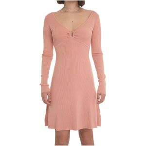 Guess, Kleedjes, Dames, Roze, L, Spandex, Prachtig Mini Jurkje met V-hals