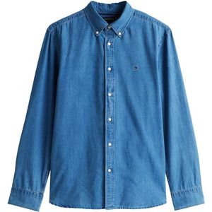 Tommy Hilfiger, Overhemden, Heren, Blauw, M, Katoen, Heren Chambray Logo Overhemd