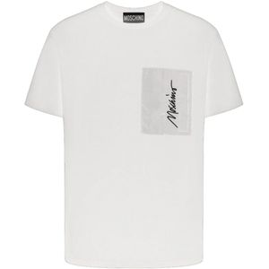 Moschino, Tops, Heren, Wit, M, Katoen, T-Shirts