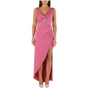 Met, Kleedjes, Dames, Roze, M, Elegante Rhinestone Maxi Jurk Roze