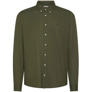 Sun68, Overhemden, Heren, Groen, XL, Linnen, Linnen Overhemd Lange Mouw