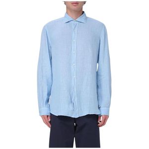Fay, Overhemden, Heren, Blauw, M, Verfijnde Casual Button-Up Shirt
