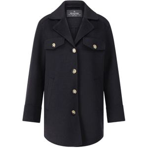 Milestone, Jassen, Dames, Zwart, 2Xl, Wol, Elegante wollen jas met revers