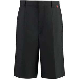 Gucci, Korte broeken, Heren, Zwart, L, Wol, Groen-Rood-Groen Web Bermuda Shorts
