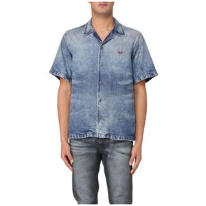Diesel, Overhemden, Heren, Blauw, L, Denim, Blauwe Denim Overhemd Relaxte Pasvorm