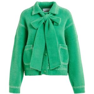 Essentiel Antwerp, Truien, Dames, Groen, M, Oversized Vest met Contrasterende Stiksels en Sjaal