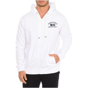 North Sails, Sweatshirts & Hoodies, Heren, Wit, L, Katoen, Hoodie met rits en merkprint