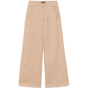 Dondup, Broeken, Dames, Beige, W30, Beige Broek met Voorknoop