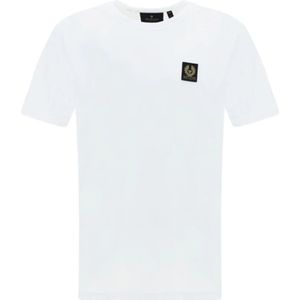 Belstaff, Tops, Heren, Wit, L, Katoen, Katoenen T-shirt met Monogram Patch