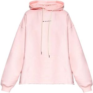 Marni, Sweatshirts & Hoodies, Dames, Roze, S, Katoen, Hoodie met Logo