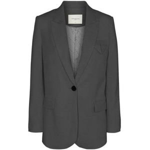 Copenhagen Muse, Jassen, Dames, Grijs, L, Leer, Casual Grijze Gemêleerde Blazer